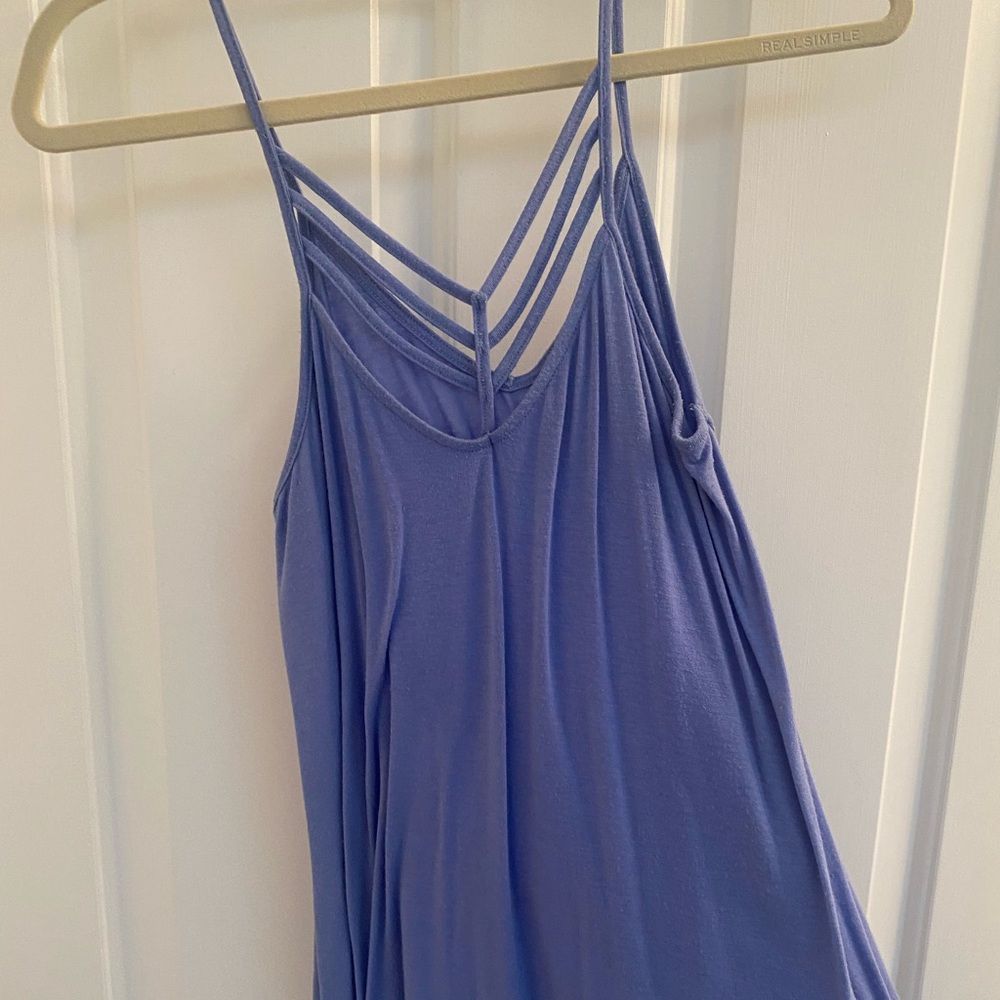 EXPRESS. Blue Tank-Top with Strap Designs